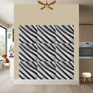 Black White Glitter Stripe Floor Ceramic Tile