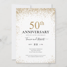 Black White Gold 50th Wedding Anniversary Invitation | Zazzle