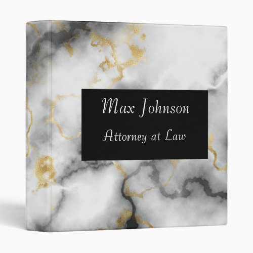 Black White Gold and Gray Marble Pattern Binder