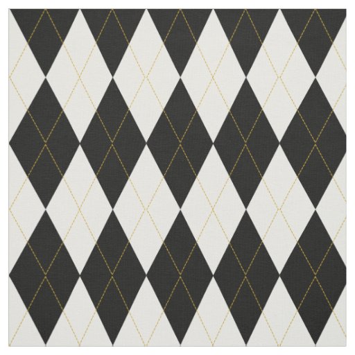 Black | White | Gold Argyle Pattern Fabric
