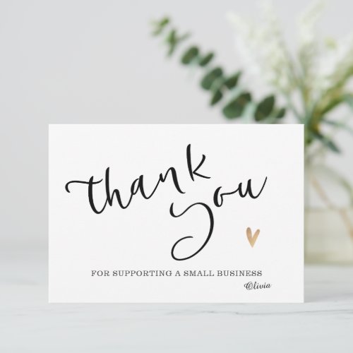 Black White Gold Calligraphy Thank You Card