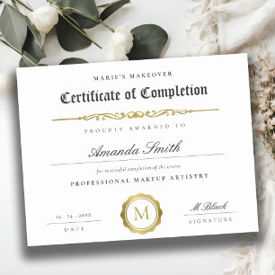 Black White Gold Certificate of Completion Award Poster