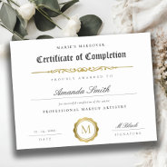 Black White Gold Certificate Of Completion Award Poster at Zazzle