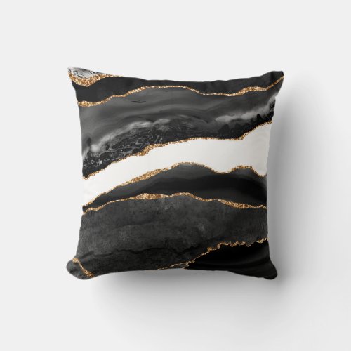 Black White  Gold Chic  Modern Abstract   Th Throw Pillow