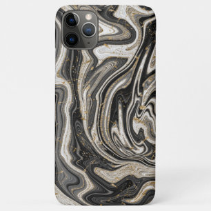 Black White & Gold Chic Swirl Modern Abstract iPhone 11 Pro Max Case