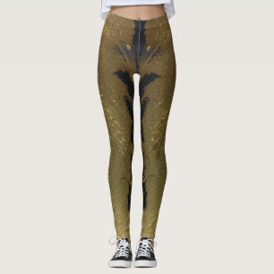 Black White & Gold Chic Swirl Modern Abstract Leggings