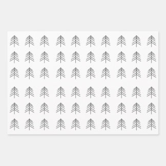 Black White Gold Christmas Tree Star Snowflake Wrapping Paper Sheets