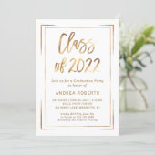 Black White Gold Class of 2022 Graduation Party Invitation (Standing Front)