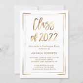 Black White Gold Class of 2022 Graduation Party Invitation (Front)