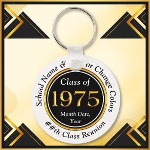 Black, White, Gold, Class of '75, Class Reunion Keychain