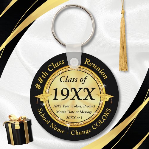 Black White Gold Class Reunion Souvenir Ideas  Keychain