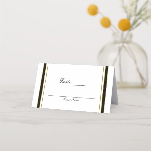 Black White Gold Classy Elegant Table Number Place Card