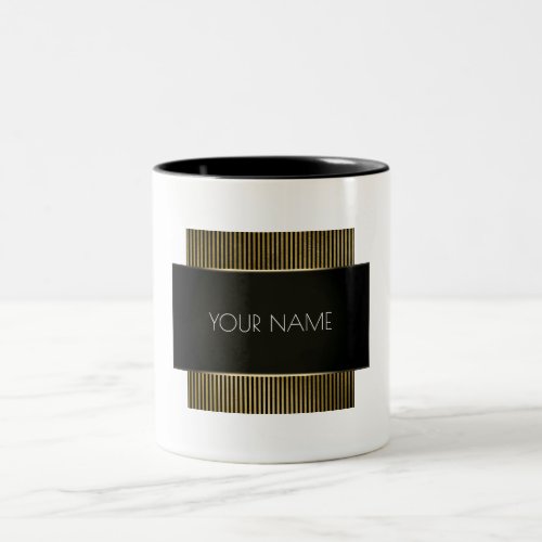 Black White Gold Conceptual Minimal Geometry Lux Two_Tone Coffee Mug