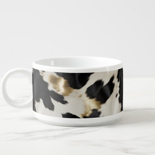 Black White Gold Cowgirl Cowhide Bowl (Right)