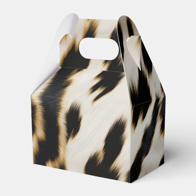 Black White Gold Cowgirl Cowhide Favor Boxes (Front Side)