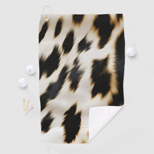Black White Gold Cowgirl Cowhide Golf Towel