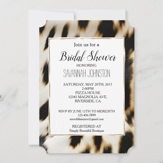 Black White Gold Cowgirl Cowhide Invitation (Front)