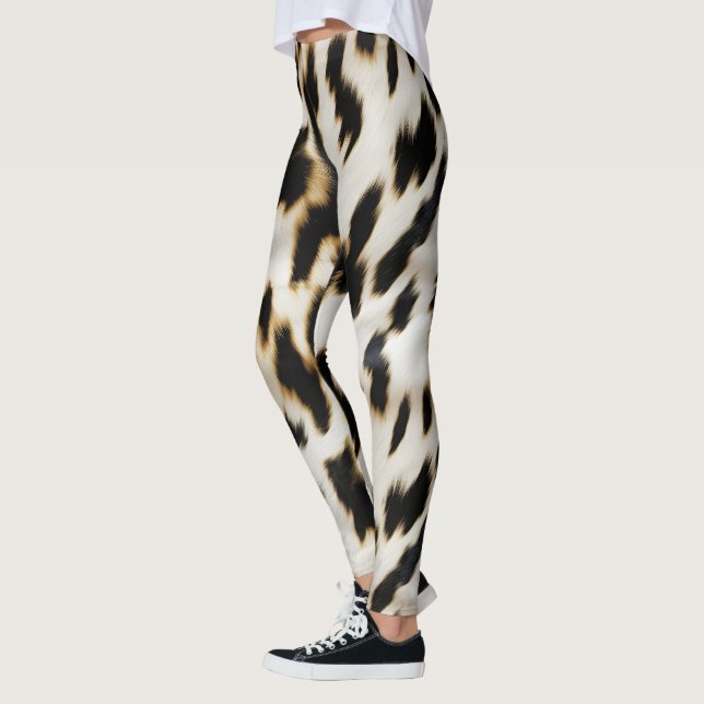 Black White Gold Cowgirl Cowhide Leggings (Left)