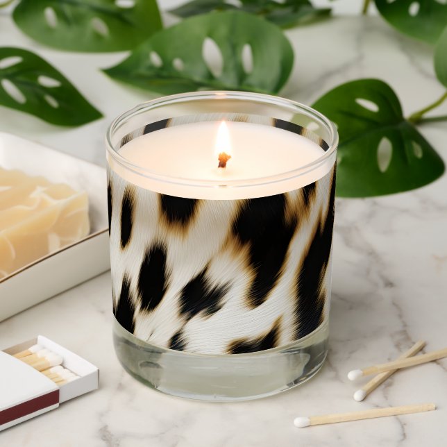 Black White Gold Cowgirl Cowhide Scented Candle (Lit)