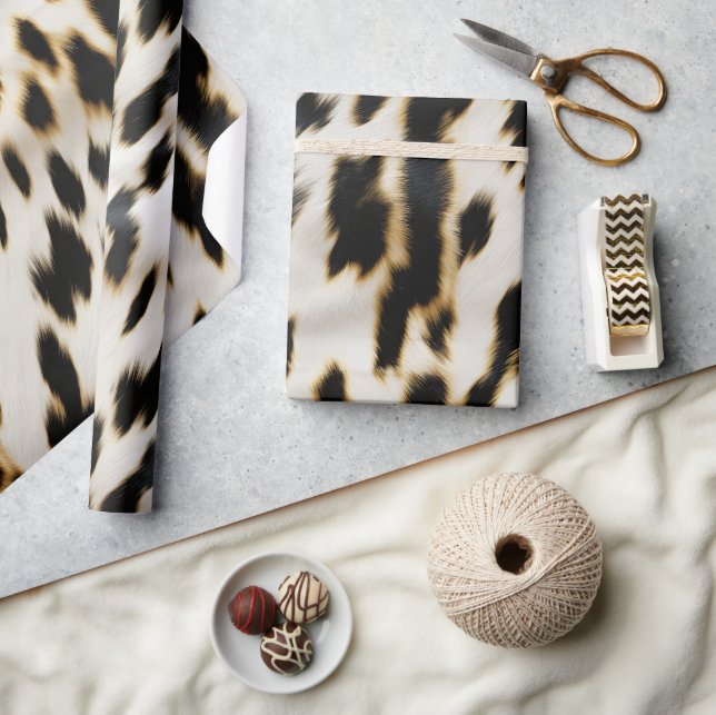 Black White Gold Cowgirl Cowhide Wrapping Paper (Crafts)