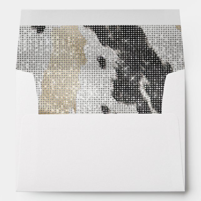 Black White Gold Cowhide Cowgirl Sparkle Birthday Envelope (Back (Bottom))