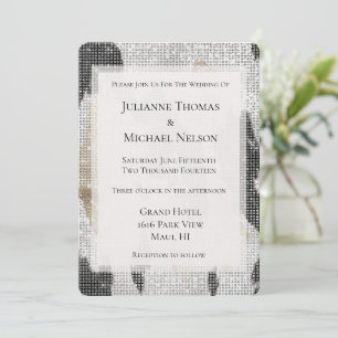 Black White Gold Cowhide Cowgirl Sparkle Wedding Invitation
