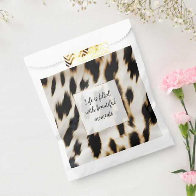 Black White Gold Cowhide Favor Bag (Sealed)