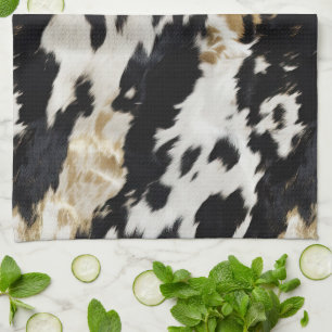 Black White Gold Cowhide Kitchen Towel