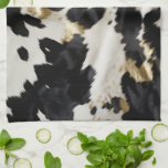 Black White Gold Cowhide Kitchen Towel<br><div class="desc">Black White Gold Southwest Cowboy Cowgirl Cowhide</div>