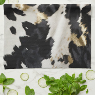 Black White Gold Cowhide Kitchen Towel