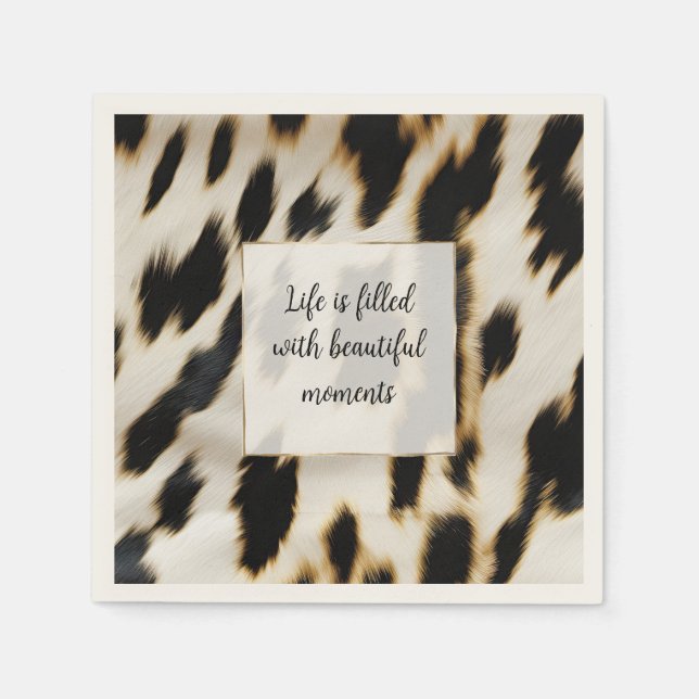 Black White Gold Cowhide Napkins (Front)