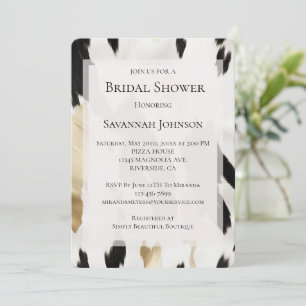 Black White Gold Cowhide Southwest Bridal Shower Invitation