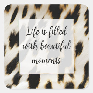 Black White Gold Cowhide Square Sticker