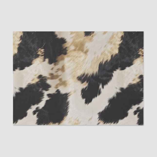 Black White Gold Cowhide Tissue Paper (Front)