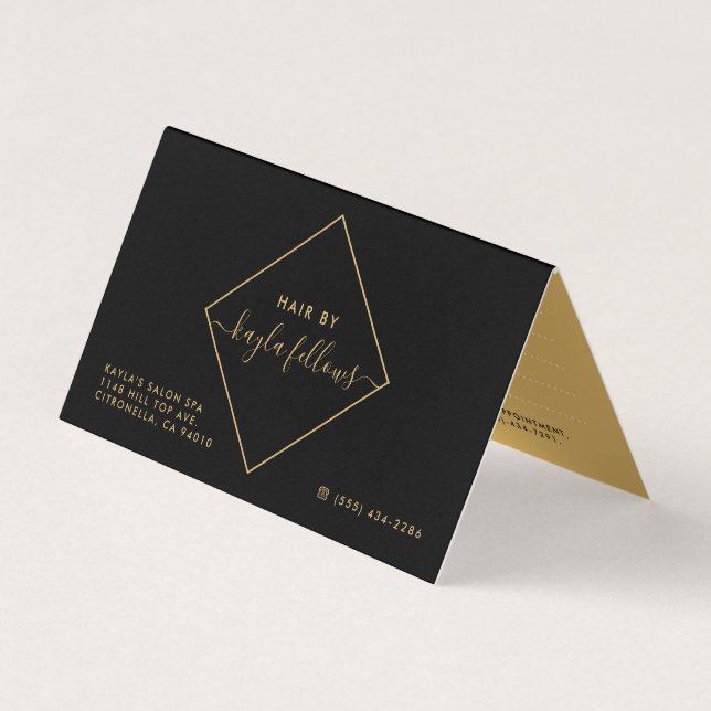 Black, White & Gold Diamond Appointment Cards (Front)