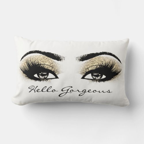 Black White Gold Eyes Makeup Lash Hello Gorgeous Lumbar Pillow