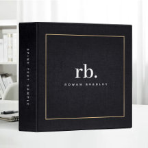 Black White Gold Fabric Effect Elegant Monogram