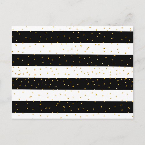 Black white gold faux glitter stripes polka dots postcard