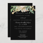 Black White Gold Floral Ivory Mint 16th Bridal Invitation (Front/Back)