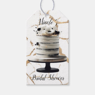 Black & White Gold Floral Tier Cake Bridal Shower  Gift Tags
