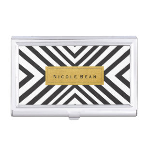 Black & White Gold Foil Business Card Holder