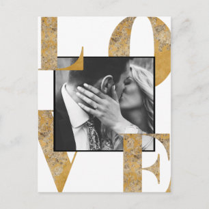 Black White Gold Foil Photo Save the Date Postcard
