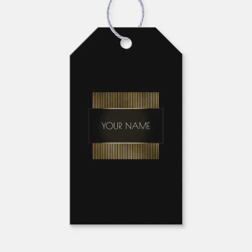 Black White Gold Frame Conceptual Minimal Name Gift Tags