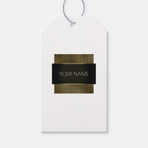 Black White Gold Frame Conceptual Minimal Name Lux Gift Tags