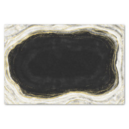 Black White &amp; Gold Geode Agate Marble Wedding Tissue Paper