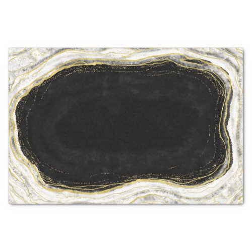 Black White  Gold Geode Agate Marble Wedding Tissue Paper