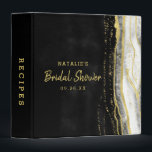 Black White & Gold Geode Agate Shower Recipe Card 3 Ring Binder<br><div class="desc">Black White & Gold Geode Agate Marble, With Sparkling Gold foil accents, and Modern trendy brushed script font. Onyx Black, Dark Gray, and white stone look, is luxurious and modern for your wedding- Personalized Wedding Bridal Shower Recipe Card Scrapbook Album Binder! ~ Check my shop to see the entire wedding...</div>