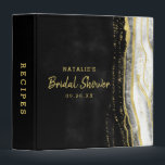 Black White & Gold Geode Agate Shower Recipe Card 3 Ring Binder<br><div class="desc">Black White & Gold Geode Agate Marble, With Sparkling Gold foil accents, and Modern trendy brushed script font. Onyx Black, Dark Gray, and white stone look, is luxurious and modern for your wedding- Personalized Wedding Bridal Shower Recipe Card Scrapbook Album Binder! ~ Check my shop to see the entire wedding...</div>