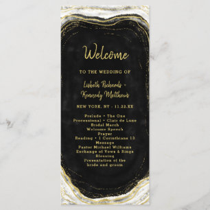 Black White & Gold Geode Agate Wedding Ceremony Program