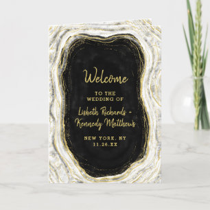 Black White & Gold Geode Agate Wedding Ceremony Program